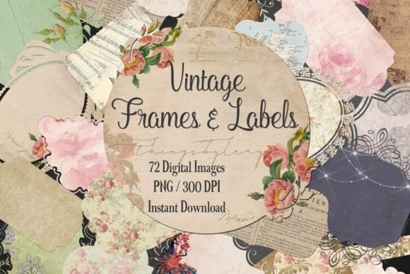 Antique Floral Label Frames PNG for Vintage Designs