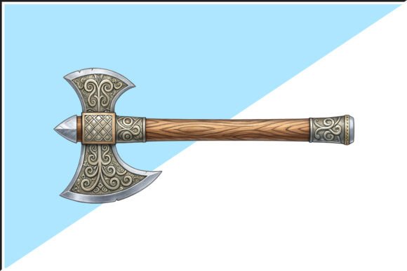 Decorative Viking Battle Axe Isolated PN