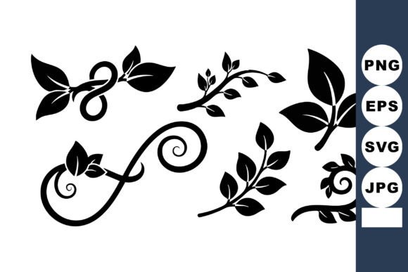 Elegant Black Floral Vine Design Assets
