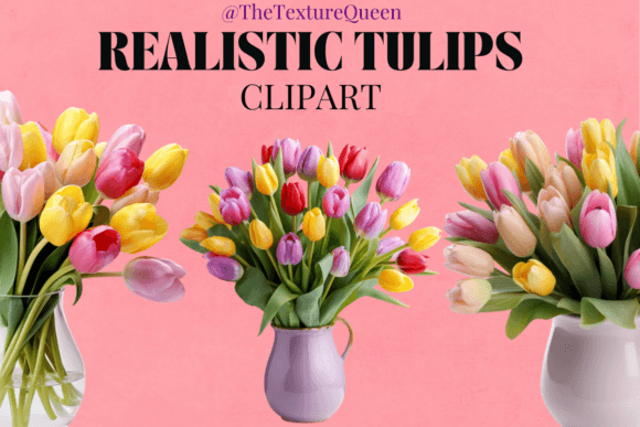 Elevate Your Digital Designs with Spring Flowers Tulips Realistic Clipart
