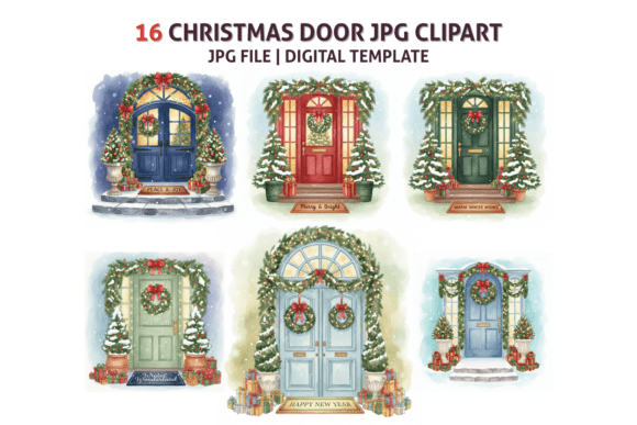 Elevate Your Holiday Designs with Premium Christmas Decorative Door Clipart JPG