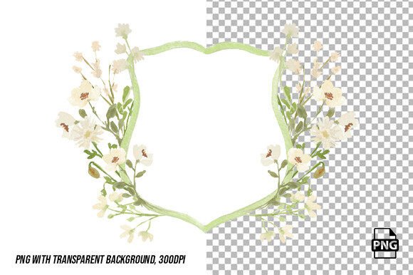 Elevating Brand Identity with White Wildflowers Watercolor Crest PNG Assets