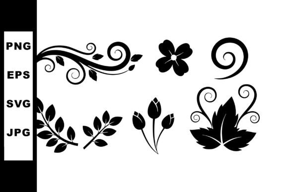 Elevating Design Projects with Black Floral Decorative Elements Vector