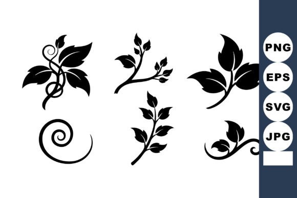 Elevating Design Projects with Decorative Black Floral Vine Leaves Vect