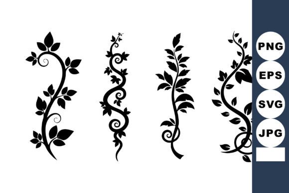 Elevating Design Projects with Decorative Floral Vine Vector Silhouettes