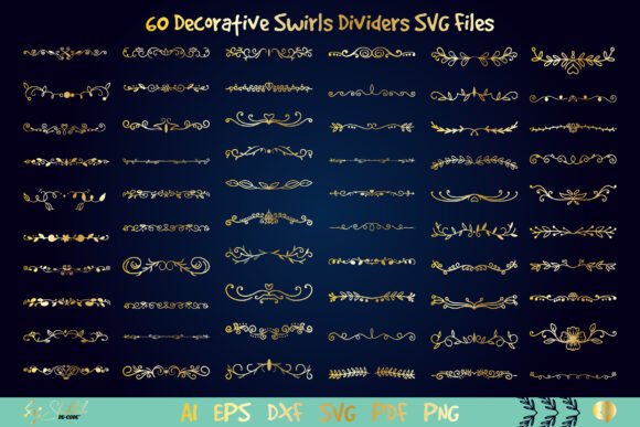 Elevating Digital and Print Aesthetics with Decorative Swirls Dividers SVG