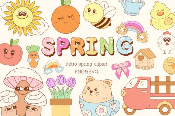 Evaluating Groovy Retro Spring Easter Clipart SVG for Design Projects