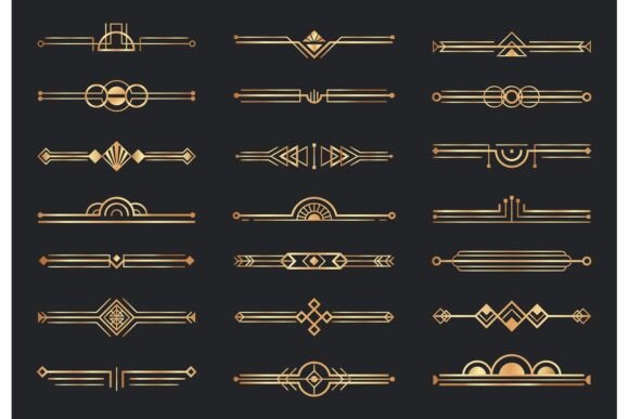 Golden Art Deco Dividers: Decorative Elements for Modern Luxury Design