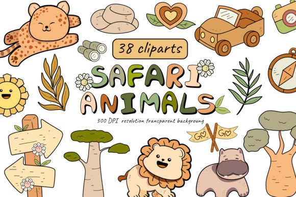 Safari Animals Clipart & Tropical PNG SVG for Design